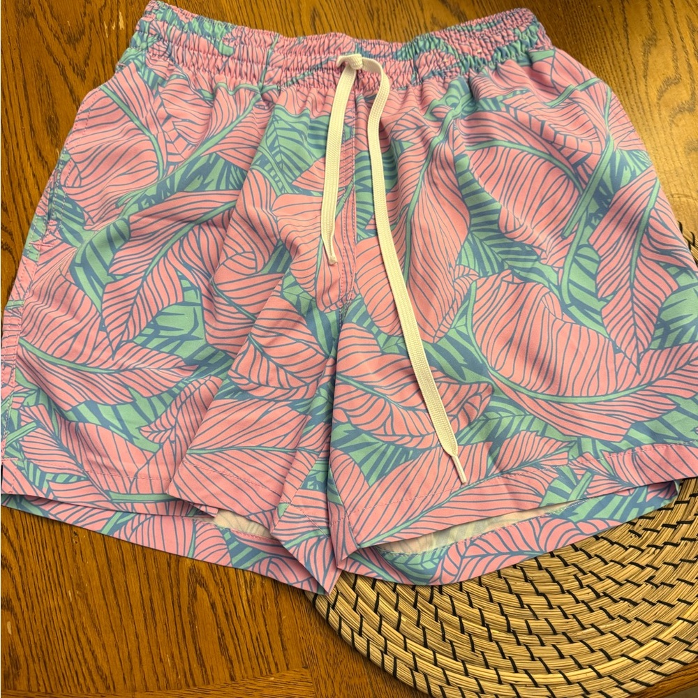 Chubbies Pink and Blue Swim Trunks with Elastic swim trunks